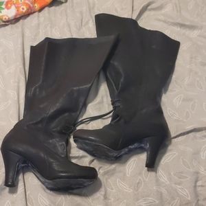 Irregular choice leather knee high boots